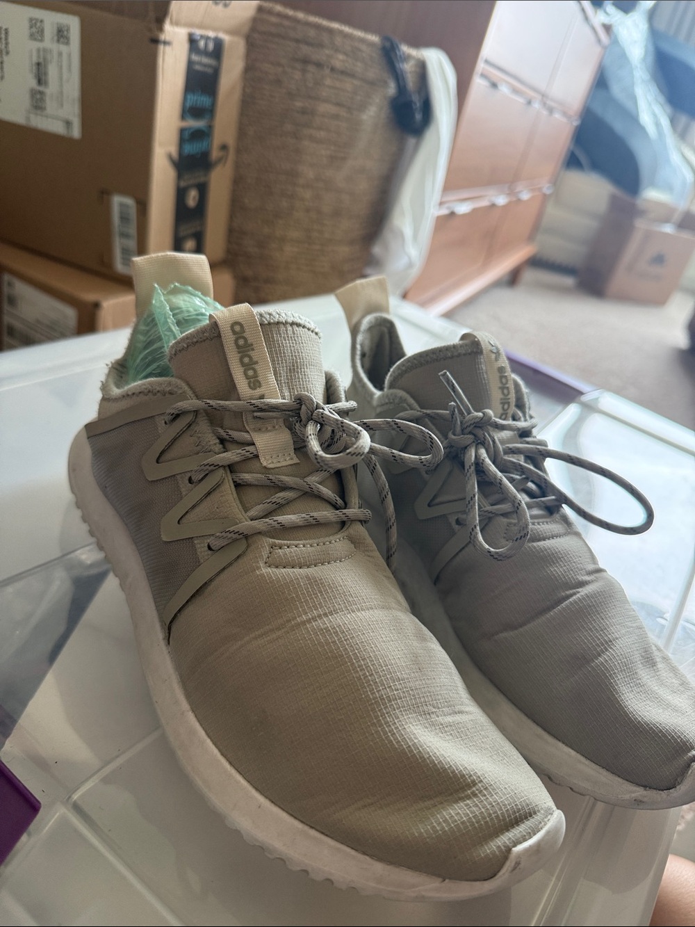 adidas Men's Athletic Sneakers in Khaki and White
